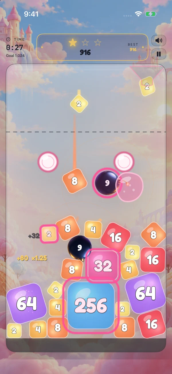 Sugar Clouds gameplay showing bouncy obstacles